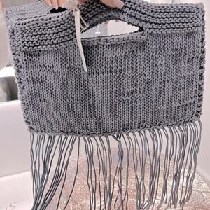 NWT $115 MERSEA crochet macramé soho clutch satchel gray